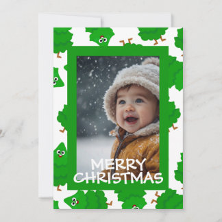 Green Christmas Photo Card with Baby Personalized