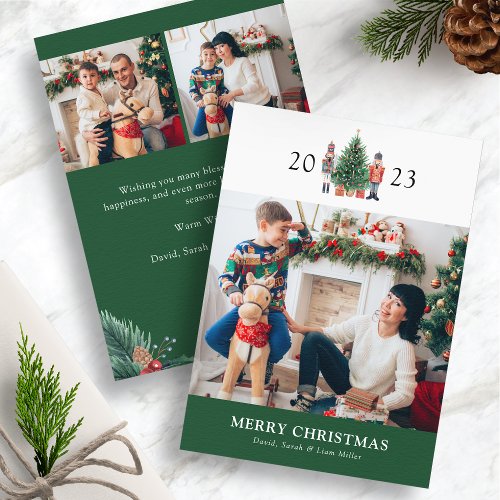 Green Christmas Photo Collage Holiday Card