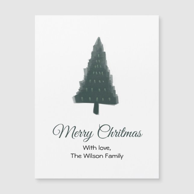 Green Christmas Pine Tree Magnetic Card (Front)