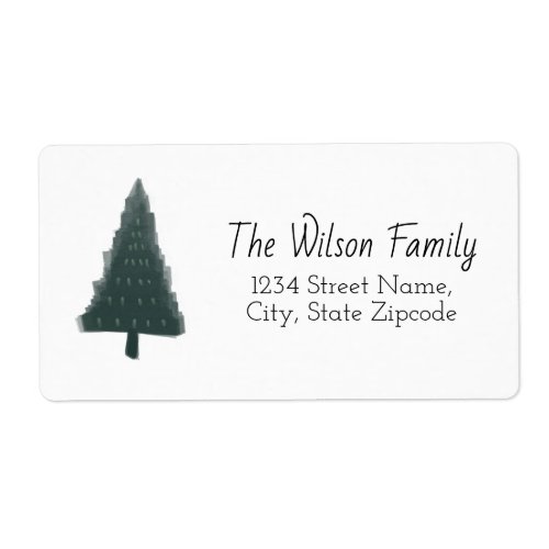 Green Christmas Pine Tree Return Address Label