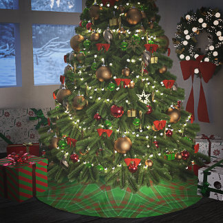 Green Christmas Plaid Brushed Polyester Tree Skirt