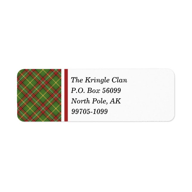 Green Christmas Plaid Label (Front)