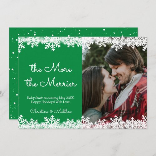 Green Christmas Pregnancy Announcement Cards