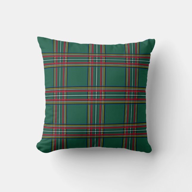 Green Christmas Red Plaid Pillow (Front)