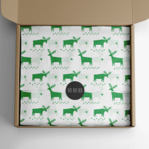 Green Christmas Reindeer Forest Winter Pattern Tissue Paper