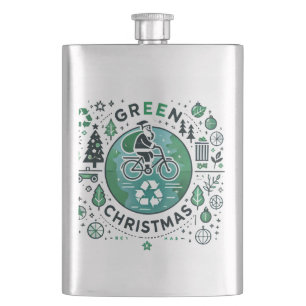 Green Christmas - Santa and Recycling Design Flask