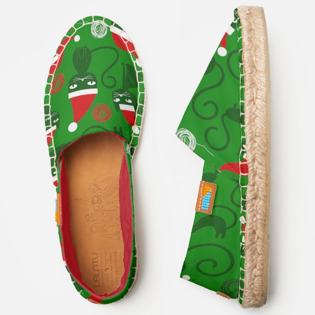 green christmas santa cats  espadrilles (Side)