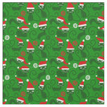 green christmas santa cats  fabric