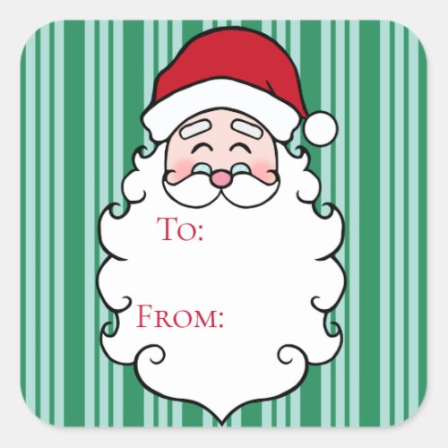 Green Christmas Santa Claus Gift Tag Stickers