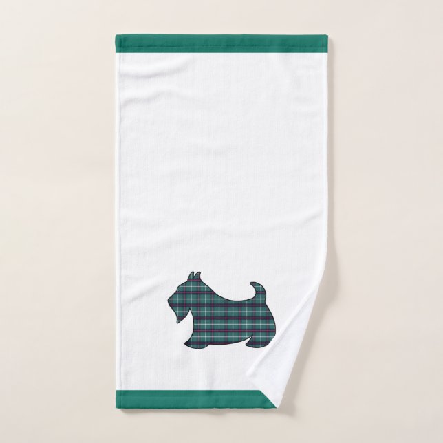 Green Christmas Scottish Terrier Hand Towel (Hand Towel)