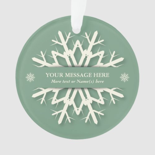 Green Christmas Snowflake  Name and Message Photo Ornament