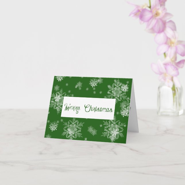 Green Christmas Snowflakes Greeting Card (Orchid)
