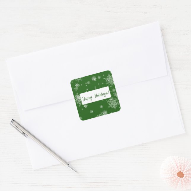 Green Christmas Snowflakes Sticker (Envelope)