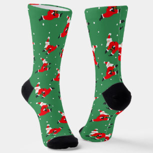 Green Christmas Socks with Dancing Santa’s