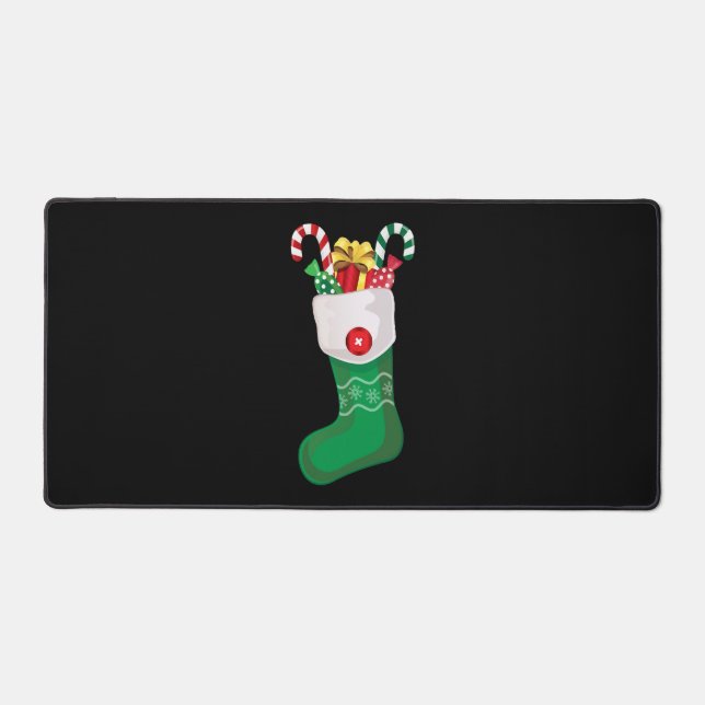 Green Christmas Stocking Desk Mat (Front)