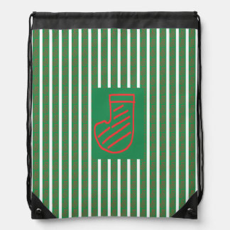 Green Christmas Stocking on Green Drawstring Bag