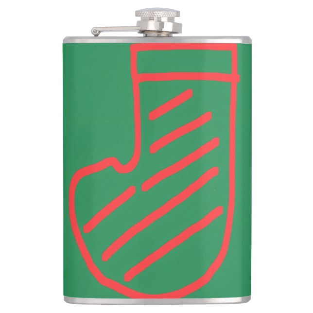 Green Christmas Stocking on Green Flask (Front)