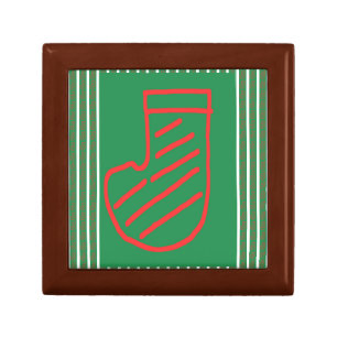 Green Christmas Stocking on Green Gift Box