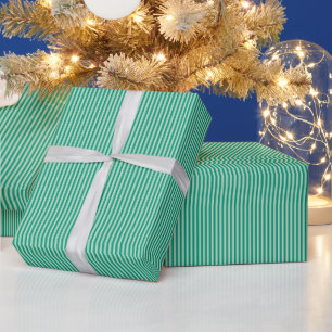 Green Christmas Stripe Classic Holiday Pattern Wrapping Paper