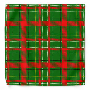 Green Christmas Tartan Plaid Pattern Design Bandana