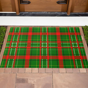 Green Christmas Tartan Plaid Pattern Design  Doormat