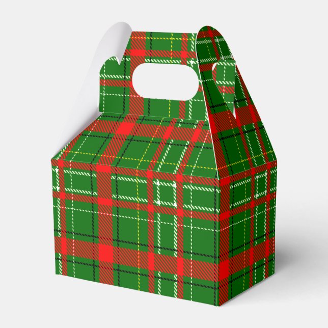 Green Christmas Tartan Plaid Pattern Design  Favor Boxes (Front Side)