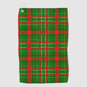 Green Christmas Tartan Plaid Pattern Design Golf Towel