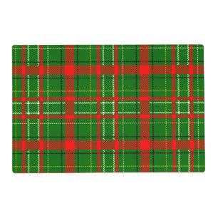 Green Christmas Tartan Plaid Pattern Design  Placemat