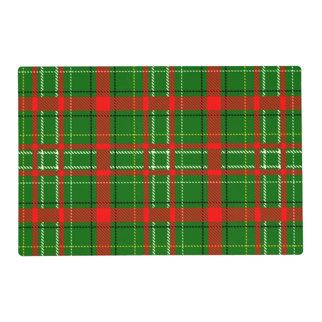 Green Christmas Tartan Plaid Pattern Design  Placemat (Front)