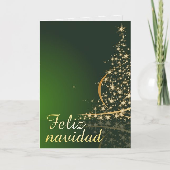 Green Christmas theme with Christmas tree. Card (Front)