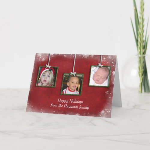 Green Christmas Tinsel Photo Frames Card