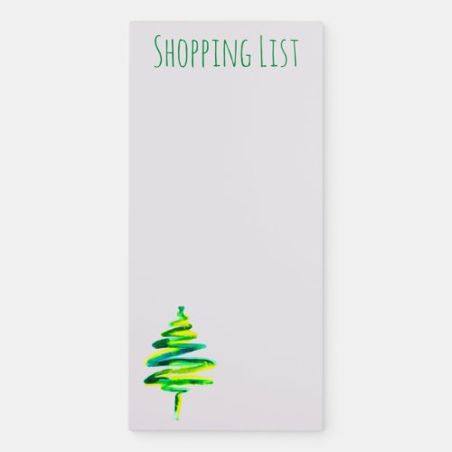 Green Christmas tree abstract watercolor Magnetic Notepad