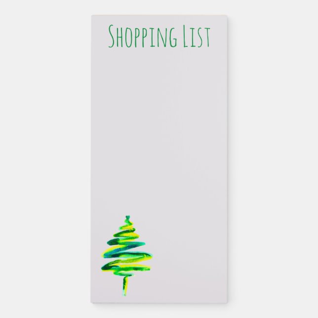 Green Christmas tree abstract watercolor Magnetic Notepad (Front)