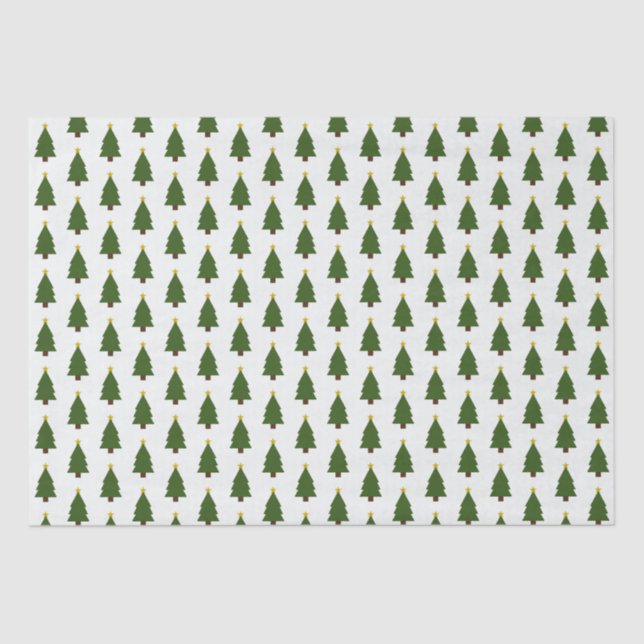 Green Christmas Tree and Golden Star Tissue Paper (Front)