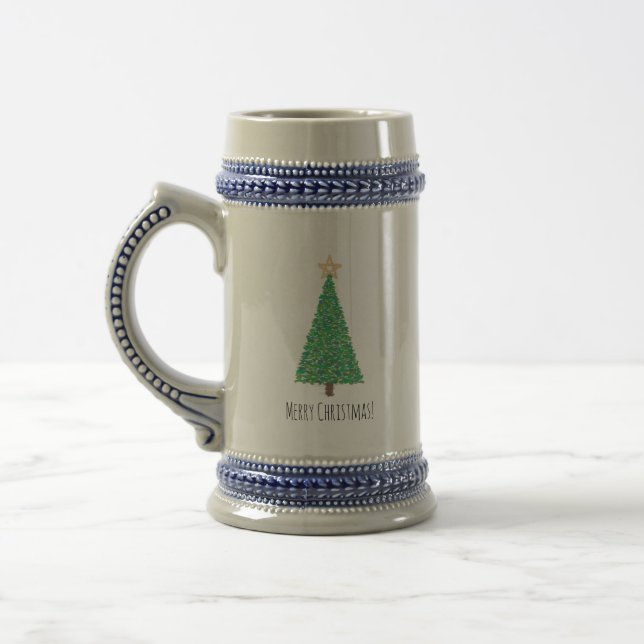 Green christmas tree  beer stein (Left)
