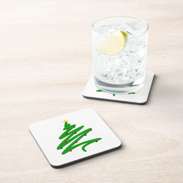 Green Christmas Tree Beverage Coaster (Right Side)