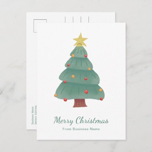 Green Christmas Tree Business Corporate Holiday Postcard