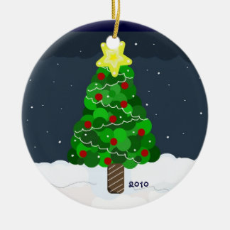Green Christmas Tree Ceramic Ornament