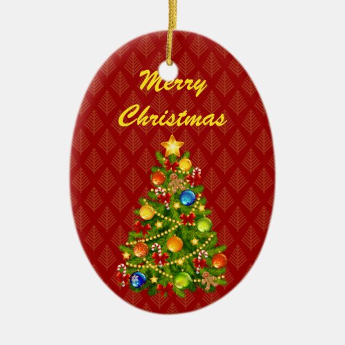 Green Christmas Tree Ceramic Ornament