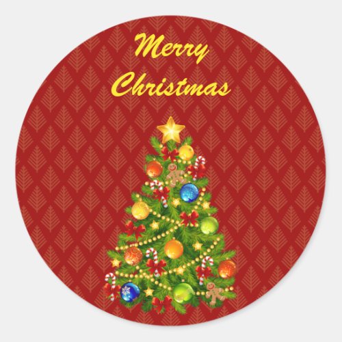 Green Christmas Tree Classic Round Sticker