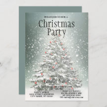 Green Christmas Tree Colorful Ornaments White Snow