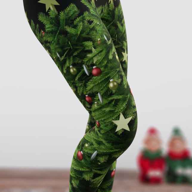 Green Christmas Tree Festive Holiday Leggings (Fun and festive forest green Christmas Tree leggings just for you)