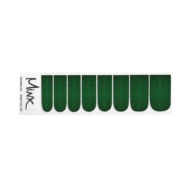 Green Christmas Tree Flourish Tile Pattern Minx Nail Art (Right Hand)