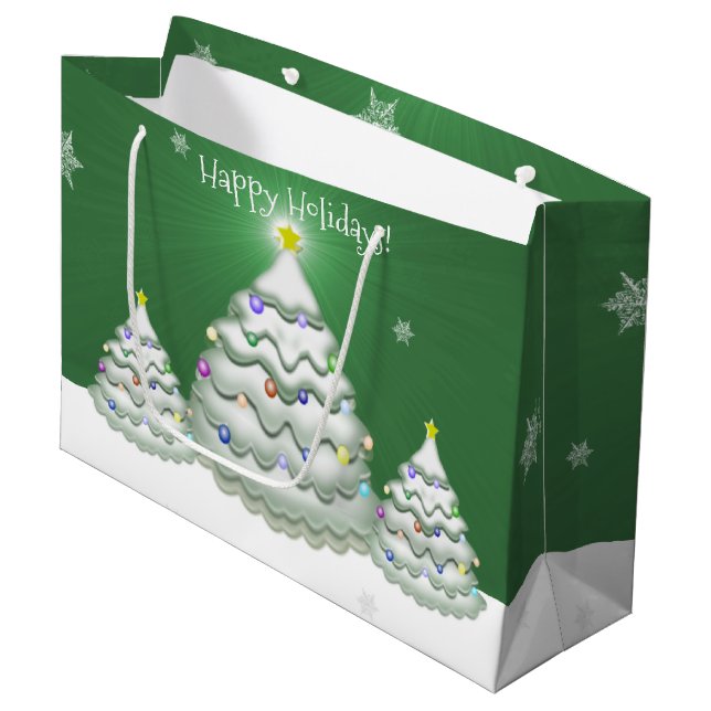 Green Christmas Tree Gift Bag (Front Angled)
