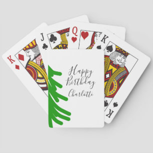 Green Christmas tree happy birthday December winte Poker Cards
