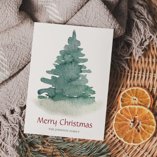 Green Christmas Tree Holiday Card