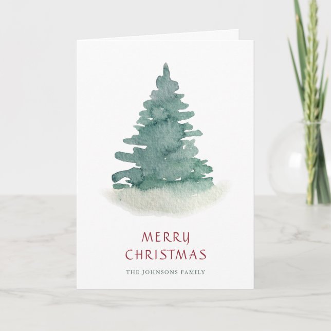 Green Christmas Tree  Holiday Card (Front)