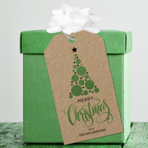 Green Christmas Tree Holiday Gift Tags