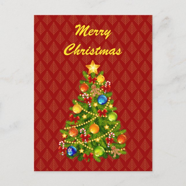 Green Christmas Tree Holiday Postcard (Front)