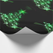 Green Christmas Tree on Black Wrapping Paper (Corner)